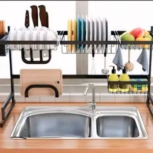 Escurridor de Platos sobre Lavaplatos de Acero Inoxidable | Estación de Secado y Organización de Acero Inoxidable para Cocina|