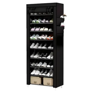 Zapatero Armario Organizador de 10 Niveles con Cobertor Antipolvo - Estante para Zapatos Ajustable